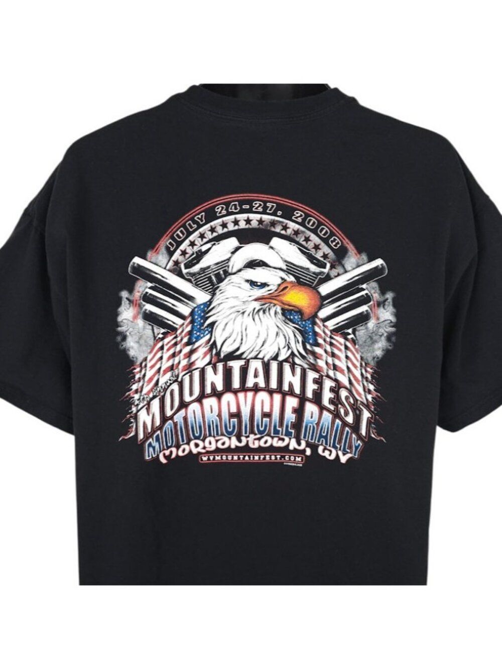 Vintage Motorcycle Rally T Shirt Mens Size XL Black Y2K MountainFest Wyoming